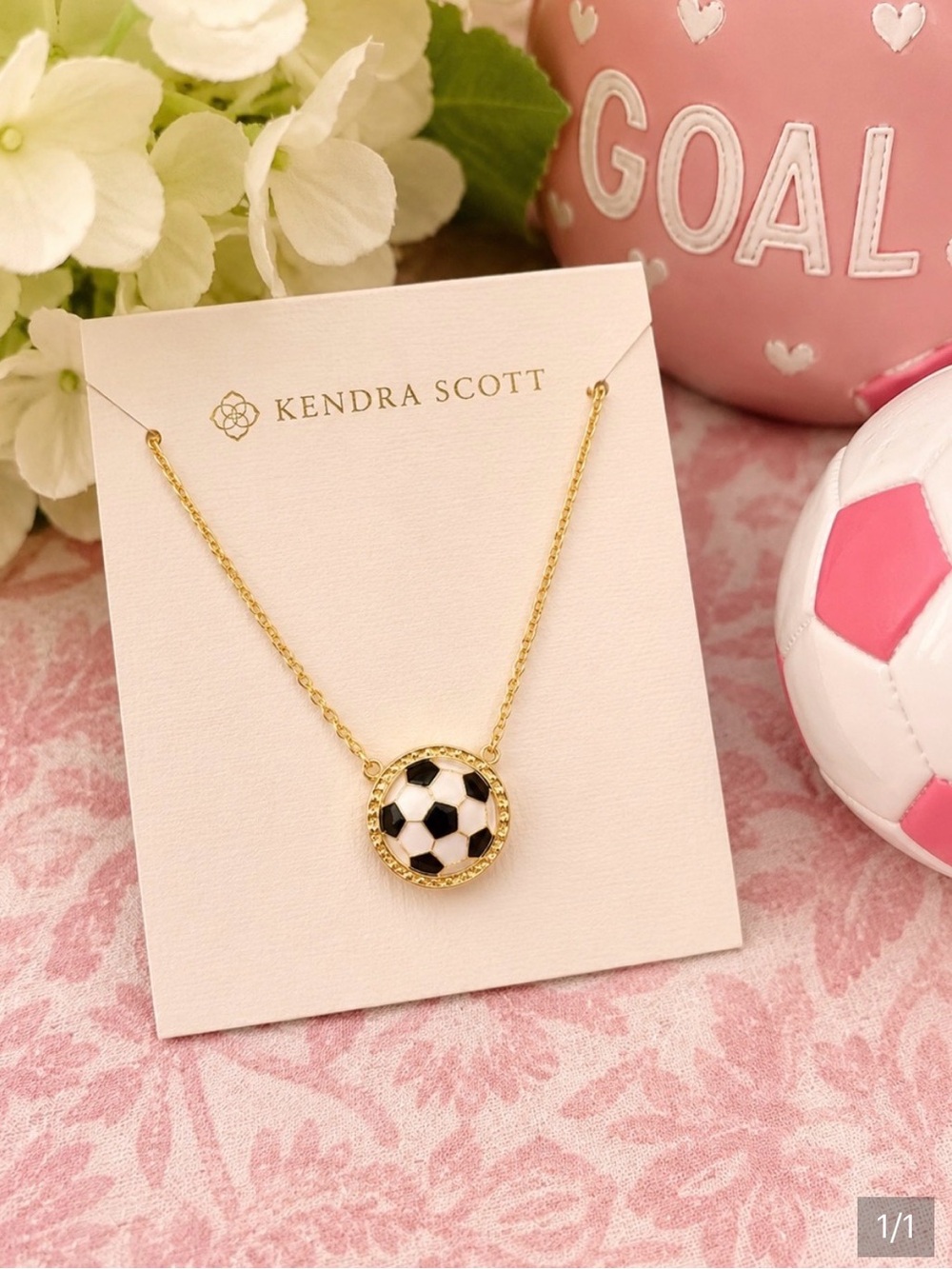 Kendra Scott Gold Soccer Pendant Necklace - White, Black